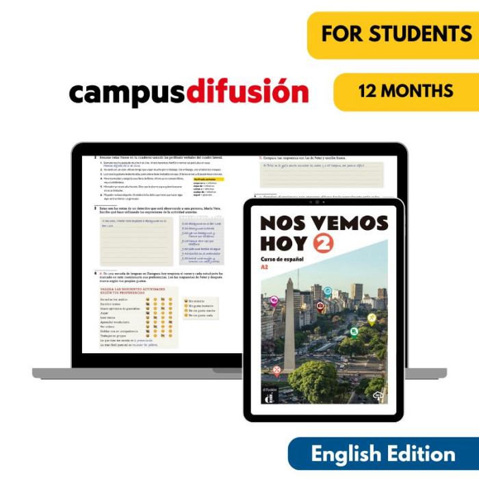 Nos vemos hoy 2 (édition anglaise): Livre numérique Campus Difusión (12 mois) – Élève