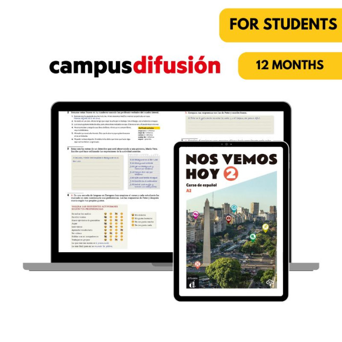 Nos vemos hoy 2 : Livre et cahier numériques Campus Difusión (12 mois) – Élève Nos vemos hoy 2 : Livre et cahier numériques Campus Difusión (12 mois) – Élève