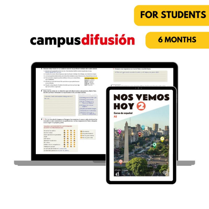 Nos vemos hoy 2 : Livre et cahier numériques Campus Difusión (6 mois) – Élève Nos vemos hoy 2 : Livre et cahier numériques Campus Difusión (6 mois) – Élève