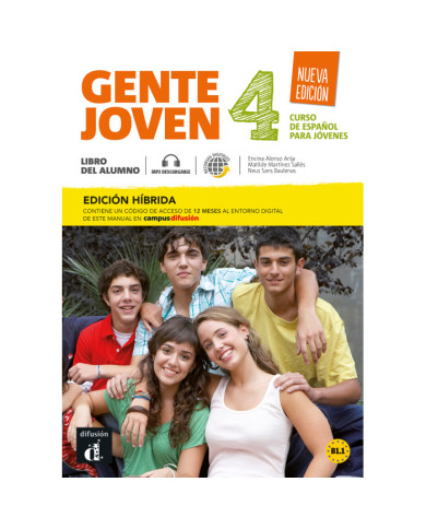 Gente joven 4 Nueva edición: Édition hybride – Campus Difusión – Livre de l’élève (12 mois)