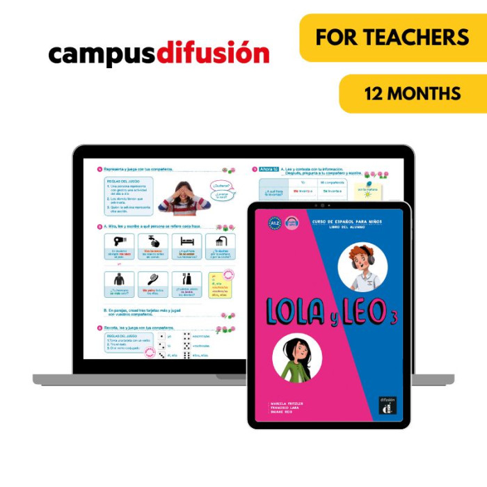 Lola y Leo 3: Livre numérique Campus Difusión (12 mois) – Professeur