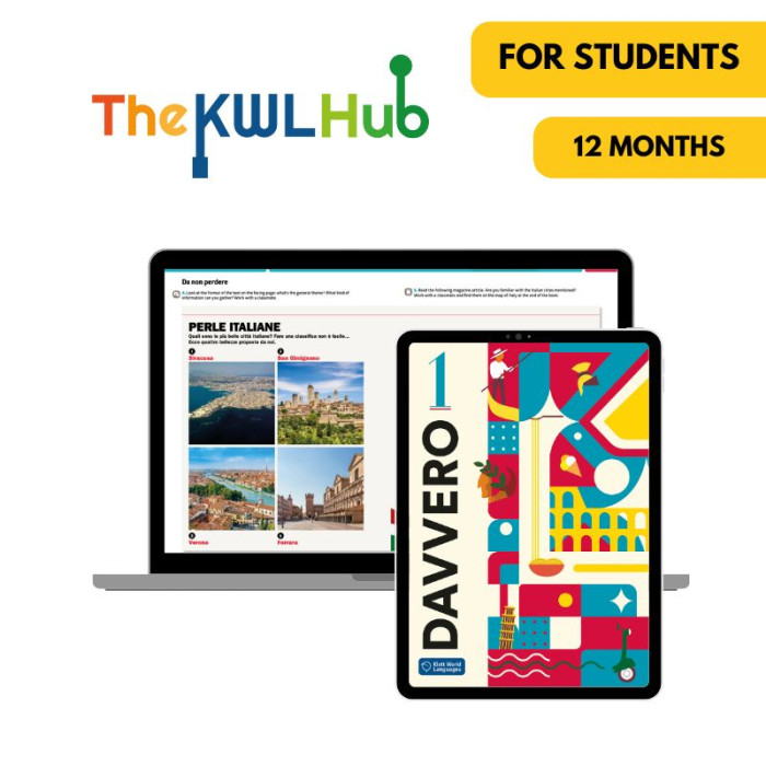 Davvero 1: Livre numérique The KWL Hub (12 mois) – Élève