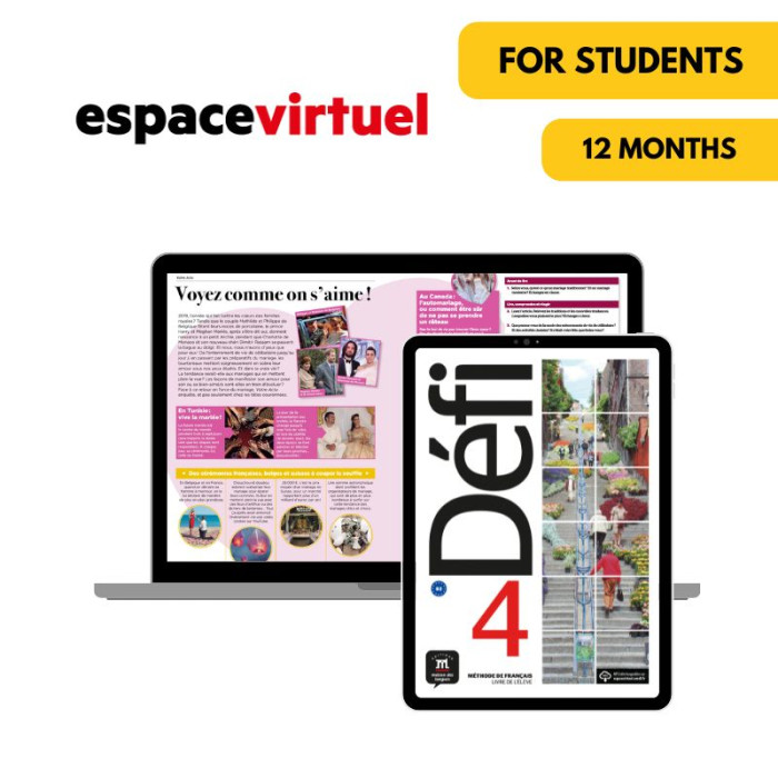 Défi 4: Livre et cahier numériques Espace Virtuel (12 mois) – Élève