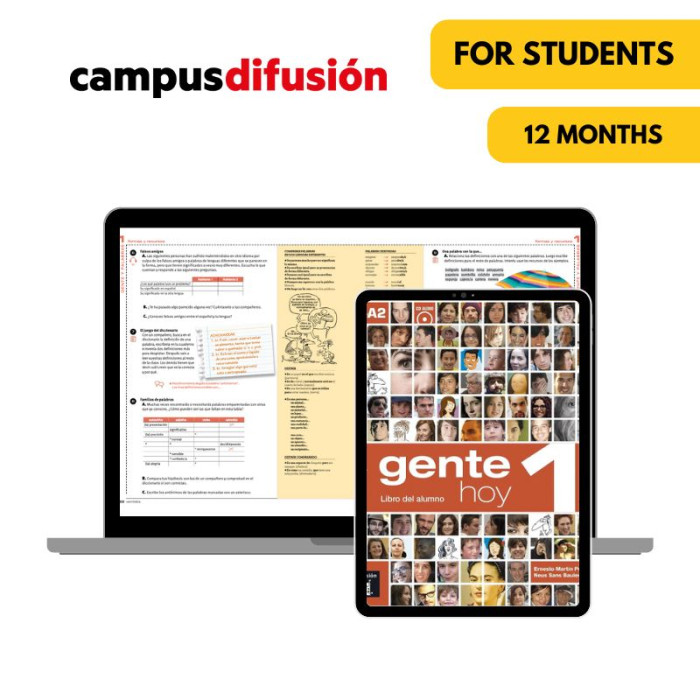 Gente hoy 1: Livre numérique Campus Difusión (12 mois) – Élève
