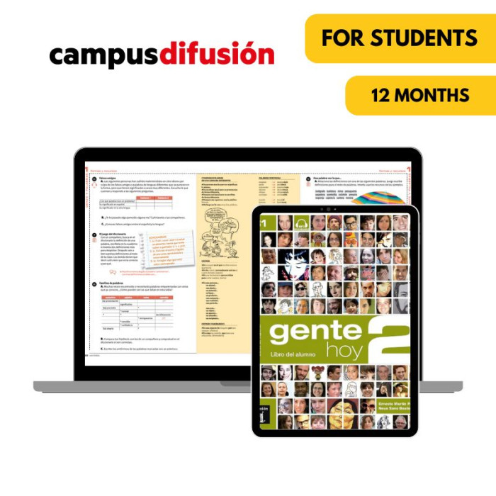 Gente hoy 2: 12-Month Campus Difusión for Students Gente hoy 2: 12-Month Campus Difusión for Students