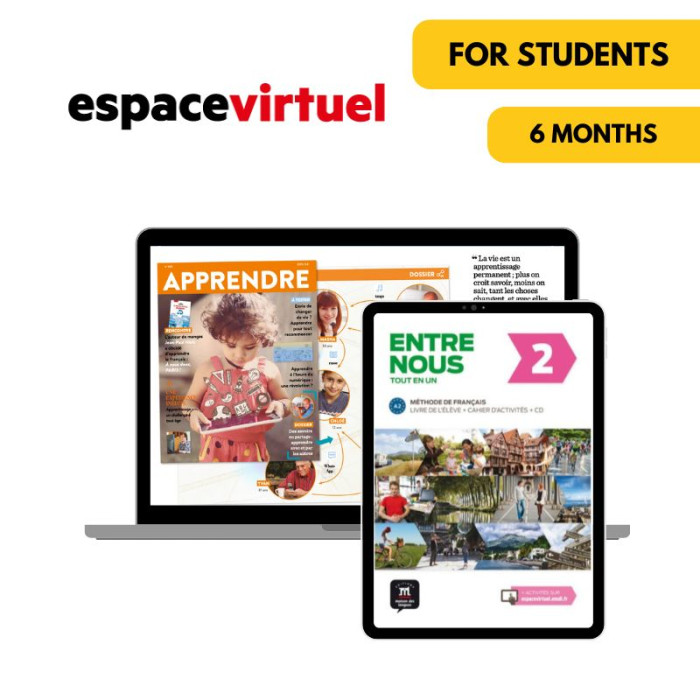 Entre Nous 2: Livre et cahier numériques Espace Virtuel (6 mois) – Élève