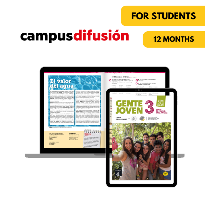 Gente joven 3 : Livre et cahier numériques Campus Difusión (12 mois) – Élève Gente joven 3 : Livre et cahier numériques Campus Difusión (12 mois) – Élève