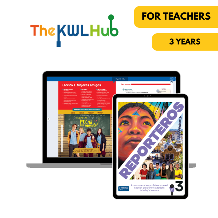 Reporteros 3: Livre numérique The KWL Hub (3 ans) – Professeur (éd. canadienne)