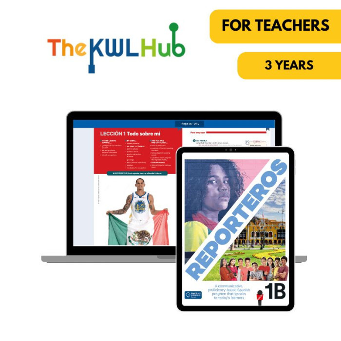Reporteros 1B: Livre numérique The KWL Hub (3 ans) – Professeur (éd. canadienne)