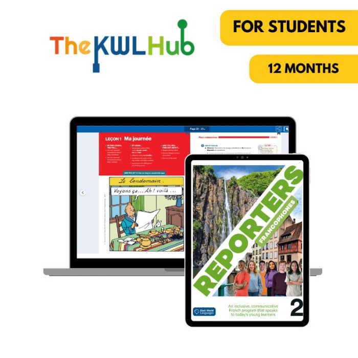 Reporters francophones 2: Livre numérique The KWL Hub (12 mois) – Élève (éd. canadienne)