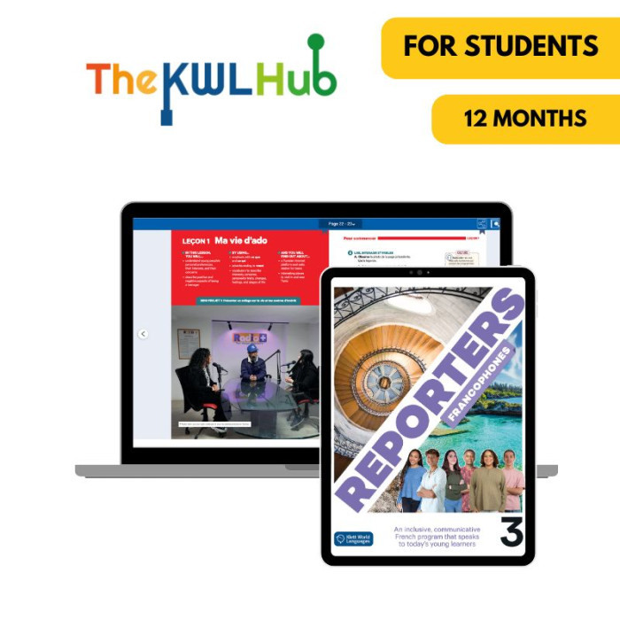 Reporters francophones 3: Livre numérique The KWL Hub (12 mois) – Élève (éd. canadienne)