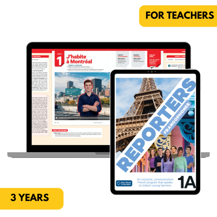 Reporters francophones 1A: Livre numérique The KWL Hub (3 ans) – Professeur (éd. canadienne)