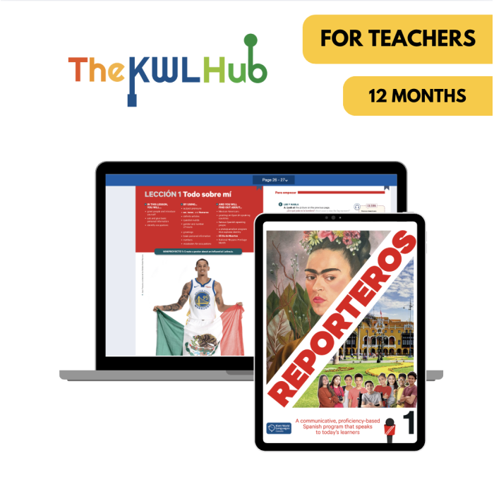 Reporteros 1: Livre numérique The KWL Hub (12 mois) – Professeur (éd. canadienne)