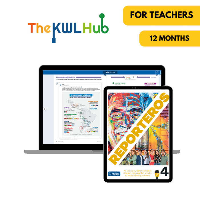 Reporteros 4: Livre numérique The KWL Hub (12 mois) – Professeur (éd. canadienne)