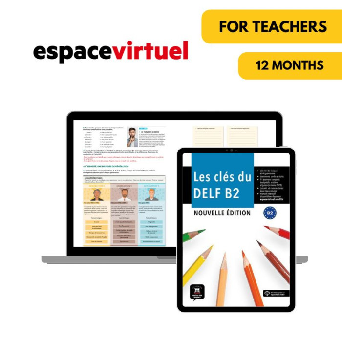 Les clés du DELF B2 (nouvelle édition): Livre numérique Espace Virtuel (12 mois) – Professeur