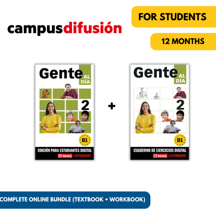 Gente al día 2: Pack complet en ligne – Campus Difusión (12 mois)