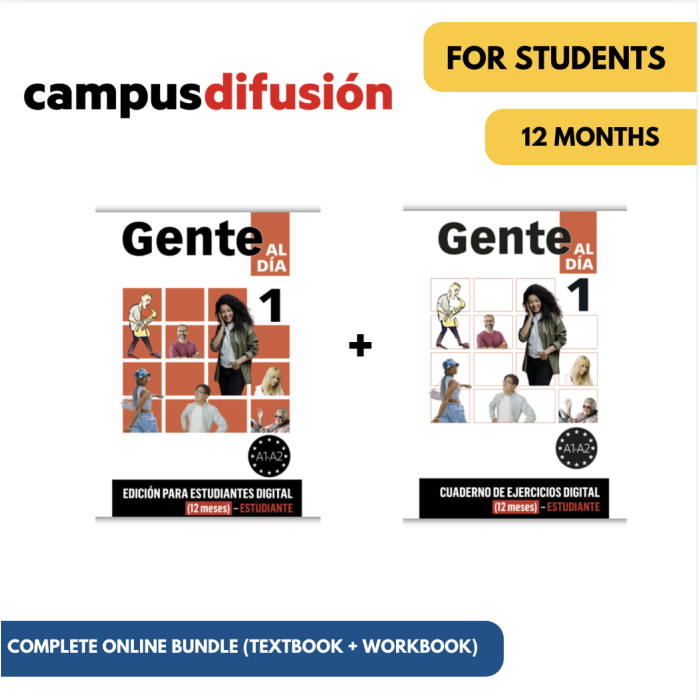 Gente al día 1: Pack complet en ligne – Campus Difusión (12 mois)
